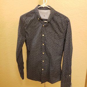XS Slim Banana Republic Navy Patterned Shirt